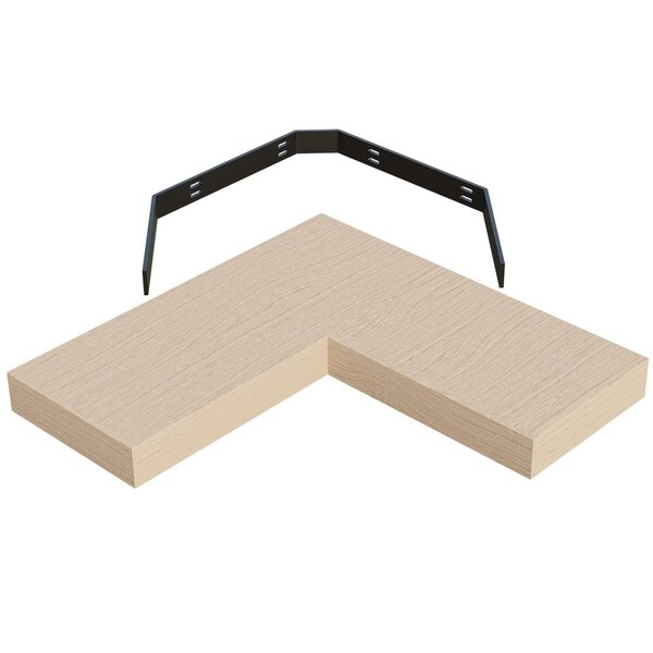 Designs Of Distinction 10" X 24" X 24" Furniture Grade Corner Floating Shelf - White Oak 01MFL102424WK1 - main